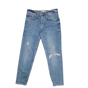 Zara Womens The Slim Boyfriend Distressed Jeans Womens 4 In Valley Blue Mid Rise